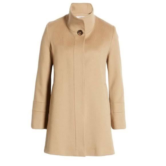 Fleurette Stand Collar Camel Tan Wool Car Coat Size 0 Loro Piana Wool - Picture 11 of 11